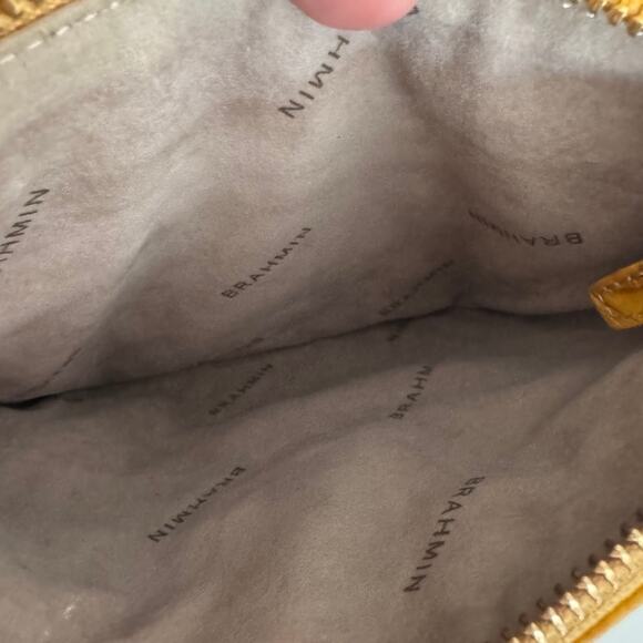 Brahmin Mojito Melbourne Croc Leather Bag Crossbody Turn Lock Yellow Mustard - Picture 4 of 12